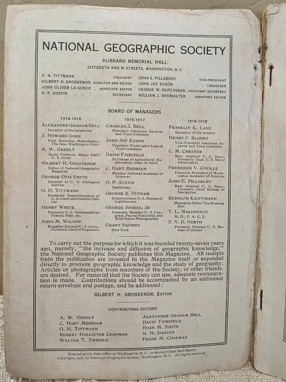 1916 National Geographic November Larger North American Mammals Vol 30 No 5